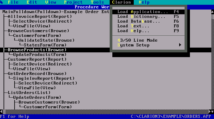 Clarion for DOS 3.1 - Project